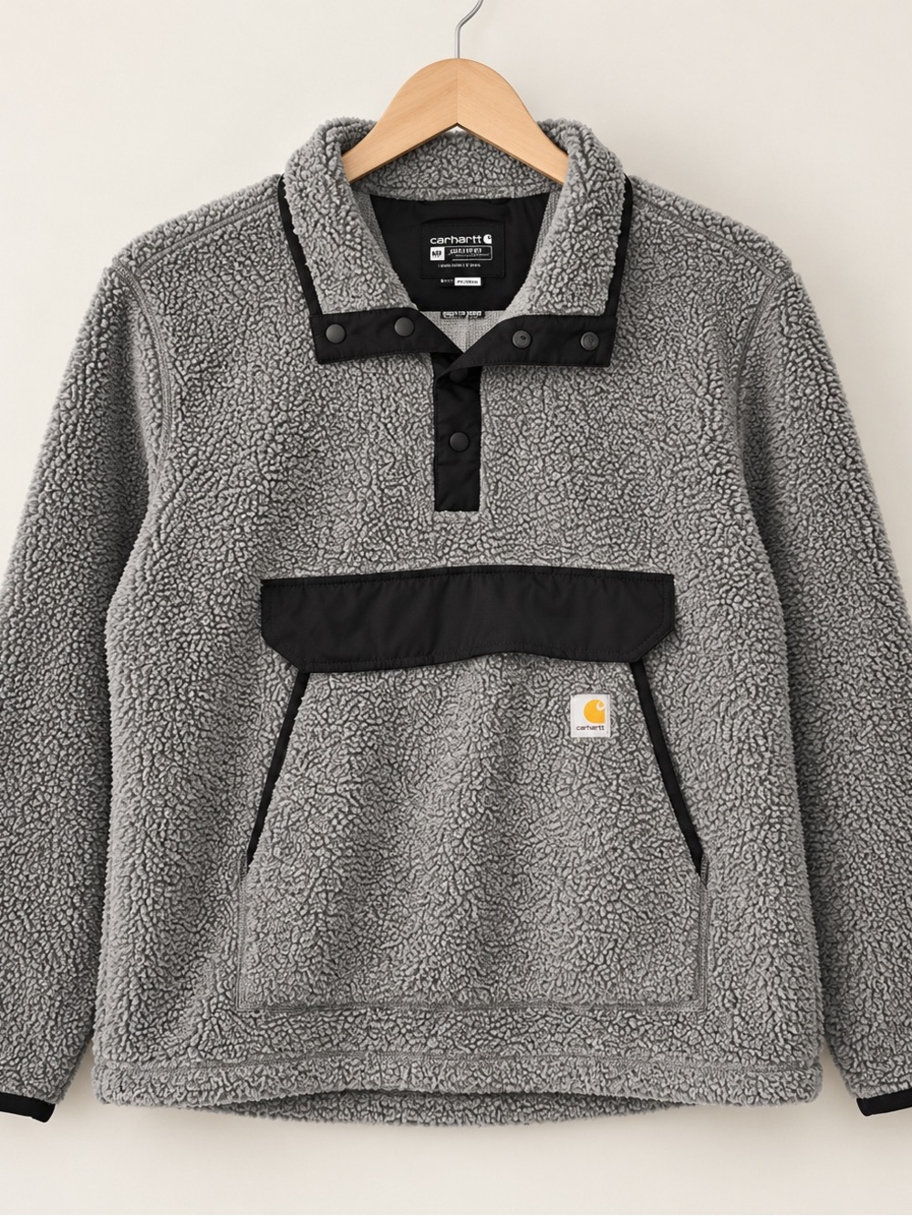 Carhartt Gray Sherpa Snap Pullover with Black Trim